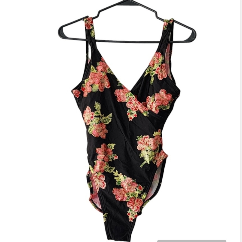 Pierre cardin vintage Shimmer floral bathing suit size 8